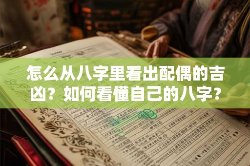 怎么从八字里看出配偶的吉凶？如何看懂自己的八字？