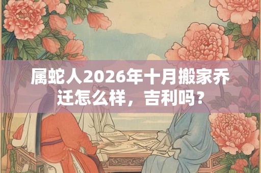 属蛇人2026年十月搬家乔迁怎么样,吉利吗? 属蛇人2026年十月搬家乔迁怎么样,吉利吗?