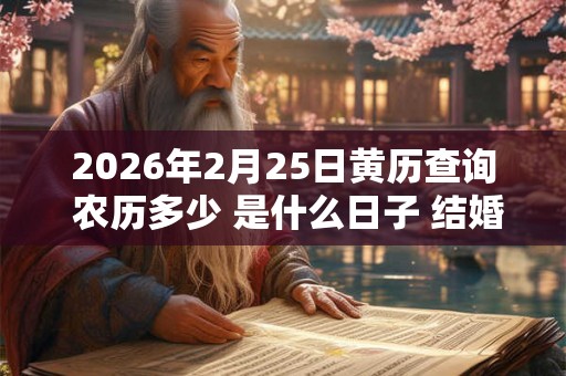 2026年2月25日黄历查询 农历多少 是什么日子 结婚吉时