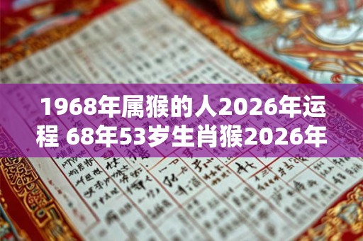 1968年属猴的人2026年运程 68年53岁生肖猴2026年运势 1968年属猴的人2026年运程 68年53岁生肖猴2026年运势