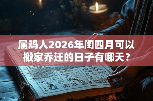 属鸡人2026年闰四月可以搬家乔迁的日子有哪天？