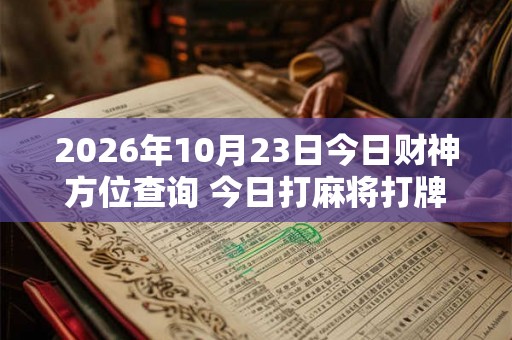 2026年10月23日今日财神方位查询 今日打麻将打牌财神方位