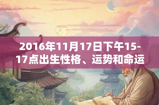 2016年11月17日下午15-17点出生性格、运势和命运