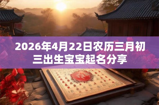 2026年4月22日农历三月初三出生宝宝起名分享