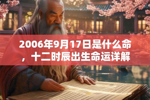 2006年9月17日是什么命，十二时辰出生命运详解