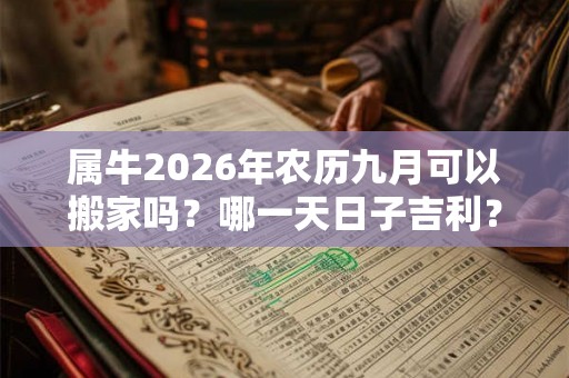 属牛2026年农历九月可以搬家吗？哪一天日子吉利？