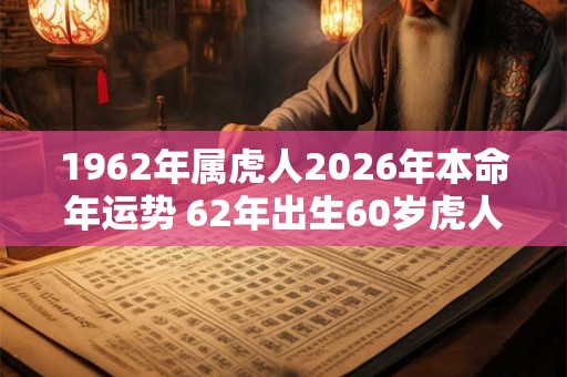 1962年属虎人2026年本命年运势 62年出生60岁虎人每月运势及运程 1962年属虎人2026年本命年运势 62年出生60岁虎人每月运势及运程
