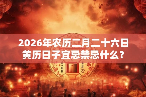 2026年农历二月二十六日黄历日子宜忌禁忌什么? 2026年农历二月二十六日黄历日子宜忌禁忌什么?