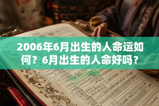 2006年6月出生的人命运如何？6月出生的人命好吗？