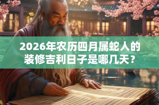 2026年农历四月属蛇人的装修吉利日子是哪几天？