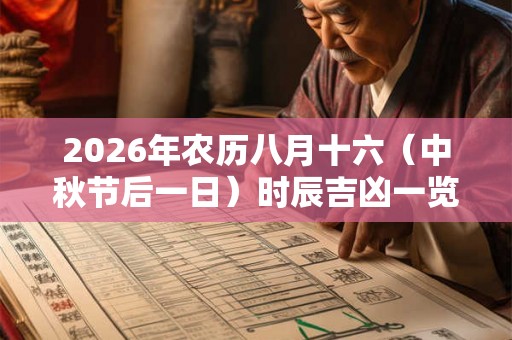 2026年农历八月十六（中秋节后一日）时辰吉凶一览！