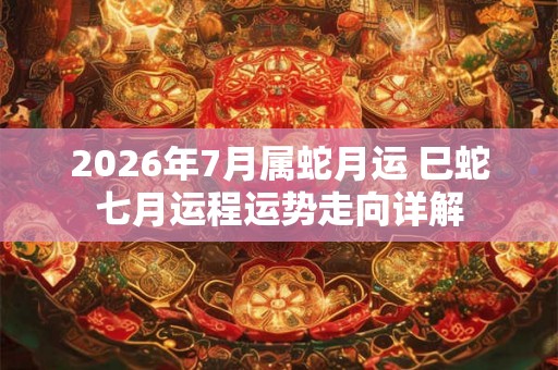 2026年7月属蛇月运 巳蛇七月运程运势走向详解