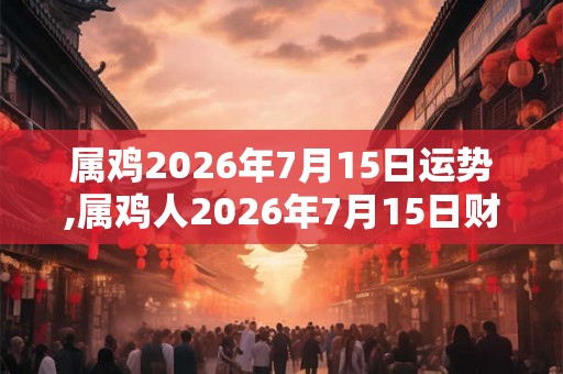 属鸡2026年7月15日运势,属鸡人2026年7月15日财运,生肖鸡2026年7月15日运势