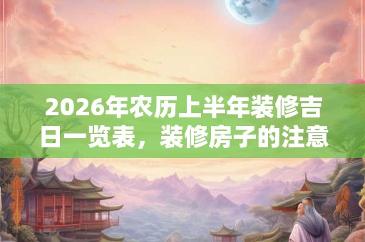 2026年农历上半年装修吉日一览表,装修房子的注意事项 2026年农历上半年装修吉日一览表,装修房子的注意事项