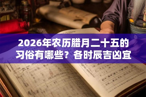 2026年农历腊月二十五的习俗有哪些？各时辰吉凶宜忌如何？