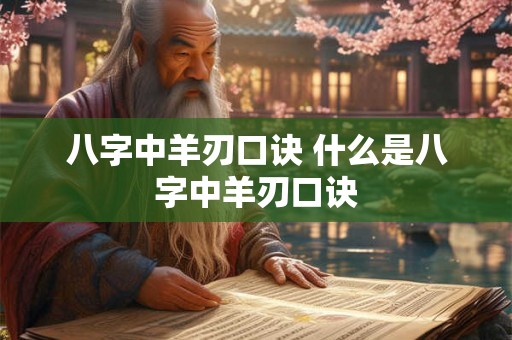 八字中羊刃口诀 什么是八字中羊刃口诀