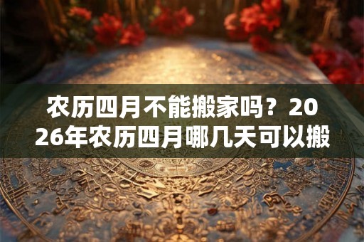 农历四月不能搬家吗？2026年农历四月哪几天可以搬家？