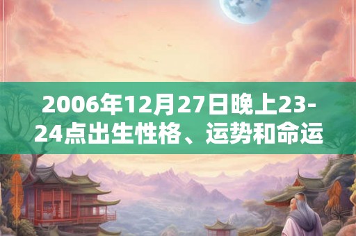 2006年12月27日晚上23-24点出生性格、运势和命运