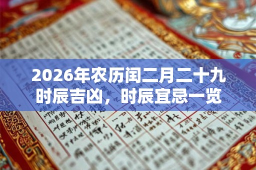 2026年农历闰二月二十九时辰吉凶,时辰宜忌一览 2026年农历闰二月二十九时辰吉凶,时辰宜忌一览