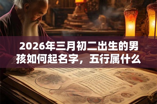 2026年三月初二出生的男孩如何起名字，五行属什么