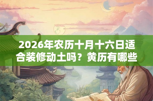 2026年农历十月十六日适合装修动土吗？黄历有哪些装修有关的事项？