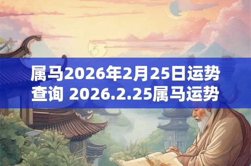 属马2026年2月25日运势查询 2026.2.25属马运势分析
