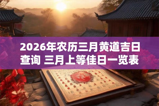 2026年农历三月黄道吉日查询 三月上等佳日一览表 2026年农历三月黄道吉日查询 三月上等佳日一览表