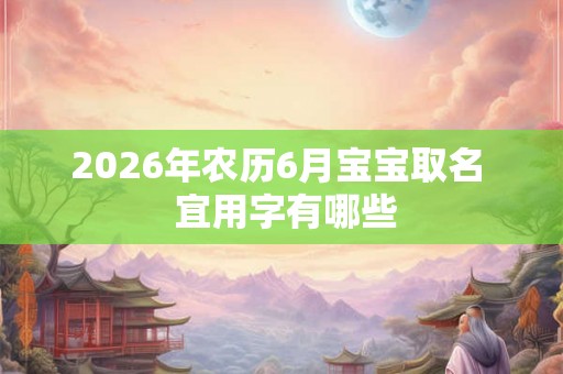 2026年农历6月宝宝取名  宜用字有哪些