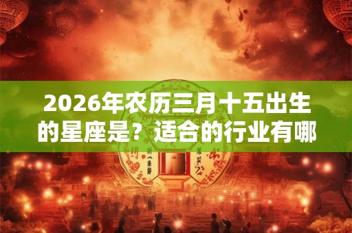 2026年农历三月十五出生的星座是？适合的行业有哪些？