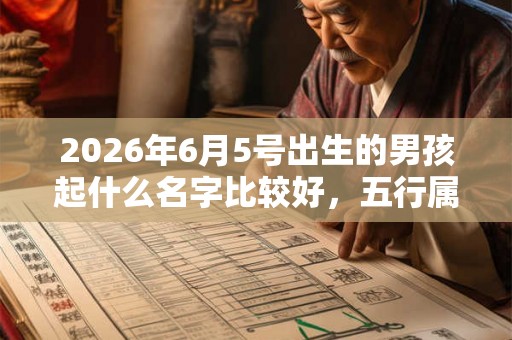 2026年6月5号出生的男孩起什么名字比较好，五行属什么