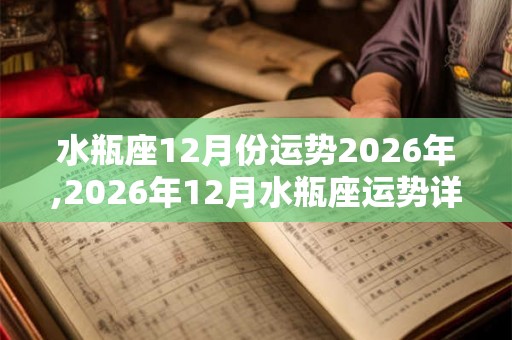 水瓶座12月份运势2026年,2026年12月水瓶座运势详解