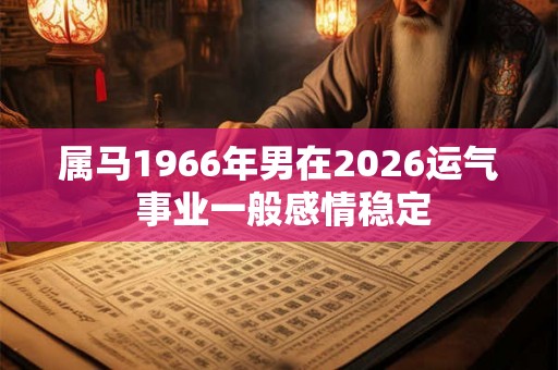 属马1966年男在2026运气 事业一般感情稳定