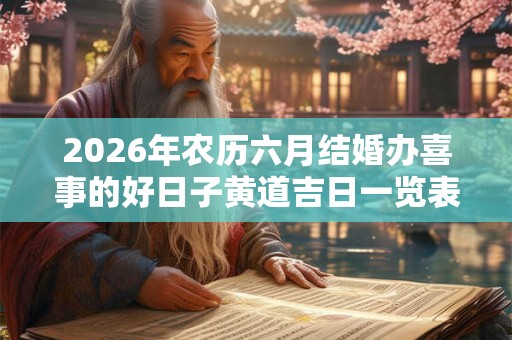 2026年农历六月结婚办喜事的好日子黄道吉日一览表！