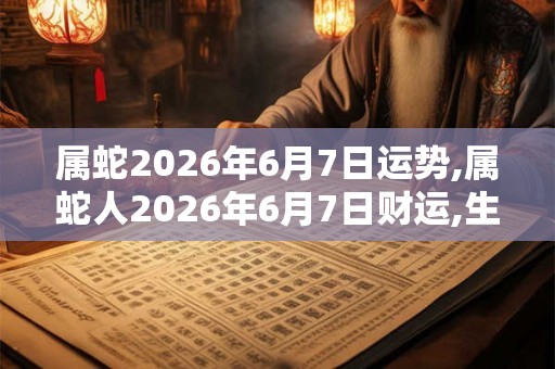 属蛇2026年6月7日运势,属蛇人2026年6月7日财运,生肖蛇2026年6月7日运势
