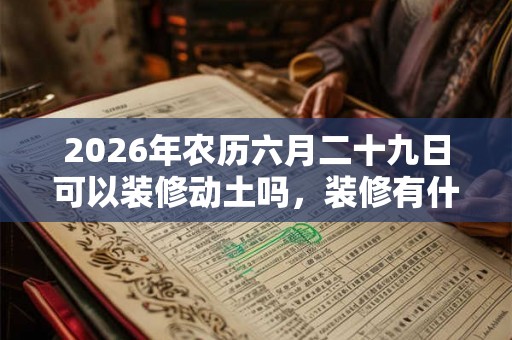 2026年农历六月二十九日可以装修动土吗，装修有什么讲究？