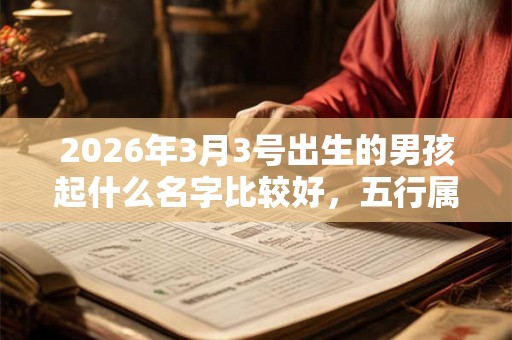 2026年3月3号出生的男孩起什么名字比较好，五行属什么