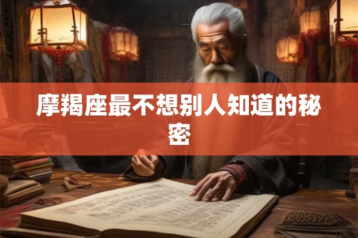 摩羯座最不想别人知道的秘密