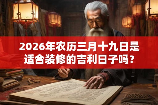 2026年农历三月十九日是适合装修的吉利日子吗？