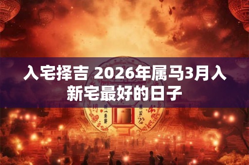 入宅择吉 2026年属马3月入新宅最好的日子 入宅择吉 2026年属马3月入新宅最好的日子