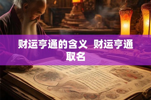 财运亨通的含义  财运亨通取名