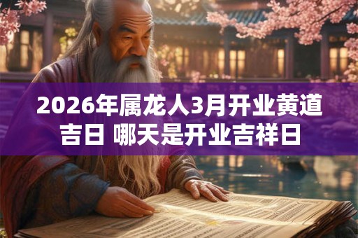 2026年属龙人3月开业黄道吉日 哪天是开业吉祥日