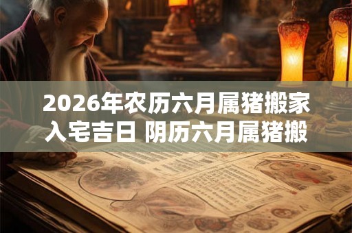 2026年农历六月属猪搬家入宅吉日 阴历六月属猪搬家好日子