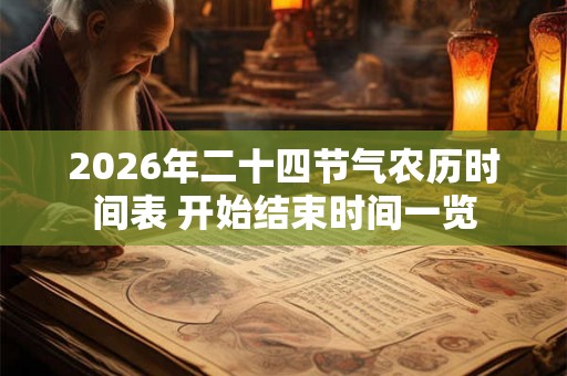 2026年二十四节气农历时间表 开始结束时间一览