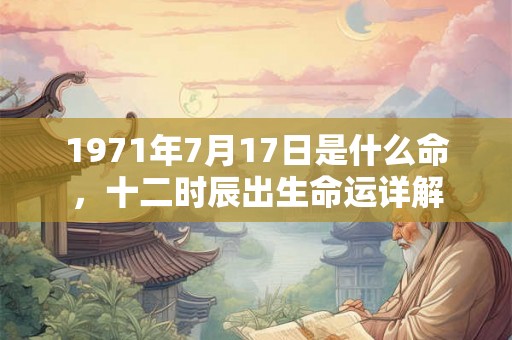 1971年7月17日是什么命，十二时辰出生命运详解