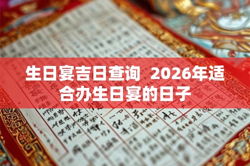 生日宴吉日查询  2026年适合办生日宴的日子