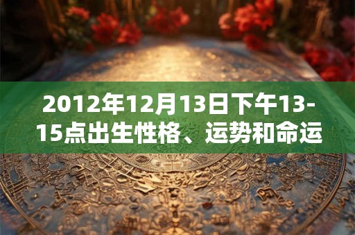 2012年12月13日下午13-15点出生性格、运势和命运