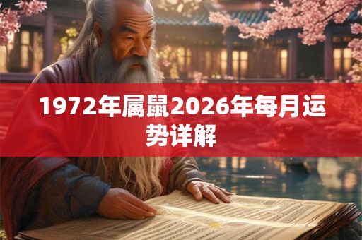 1972年属鼠2026年每月运势详解