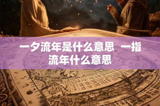 一夕流年是什么意思 一指流年什么意思 一夕流年是什么意思 一指流年什么意思
