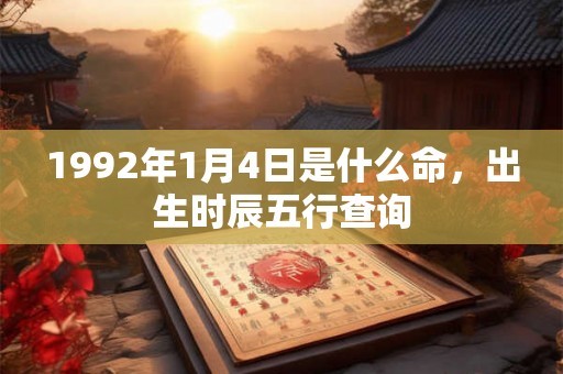 1992年1月4日是什么命，出生时辰五行查询