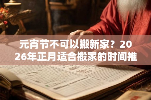 元宵节不可以搬新家？2026年正月适合搬家的时间推荐